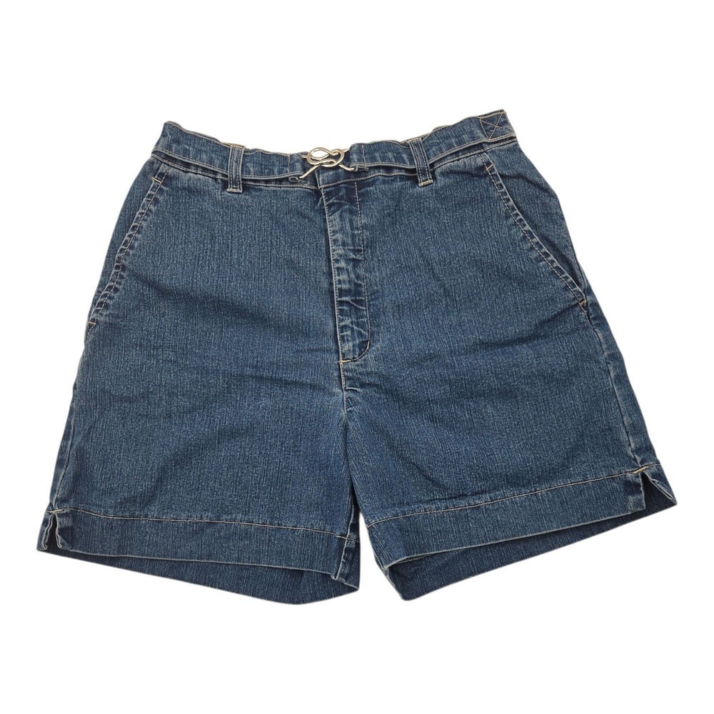 Vintage Gloria Vanderbilt Womens Denim Shorts Silver Knot Belt Accent Size 6